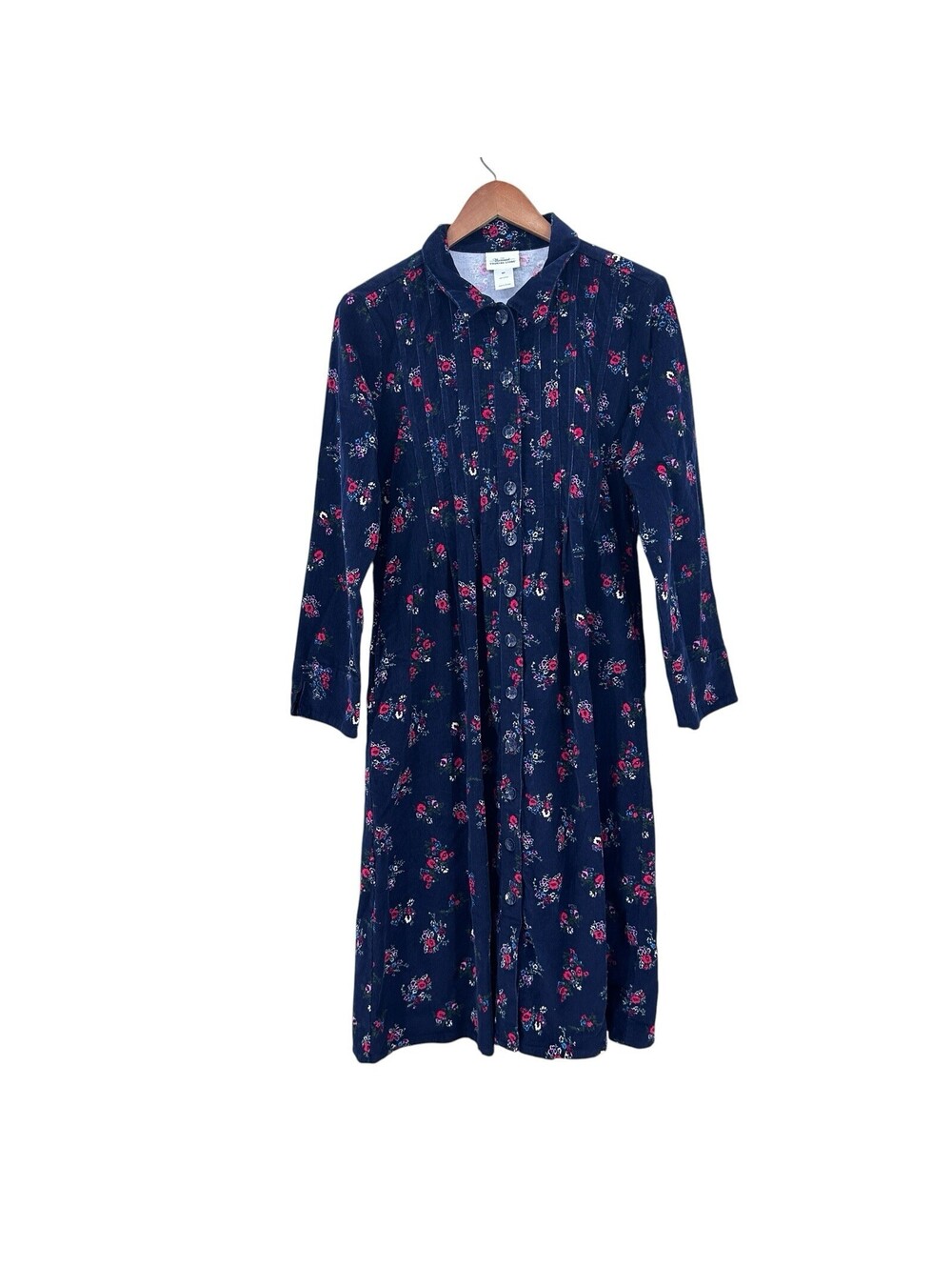 THE VERMONT COUNTRY STORE Corduroy Dress Sz MP Pintuck Blue Farmhouse X834